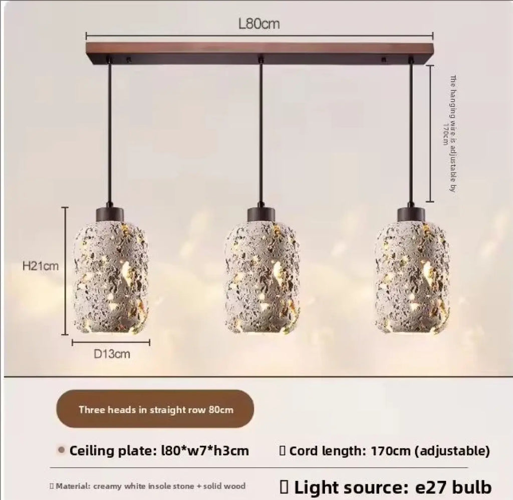 Suspension LED en travertin, une, deux ou trois têtes