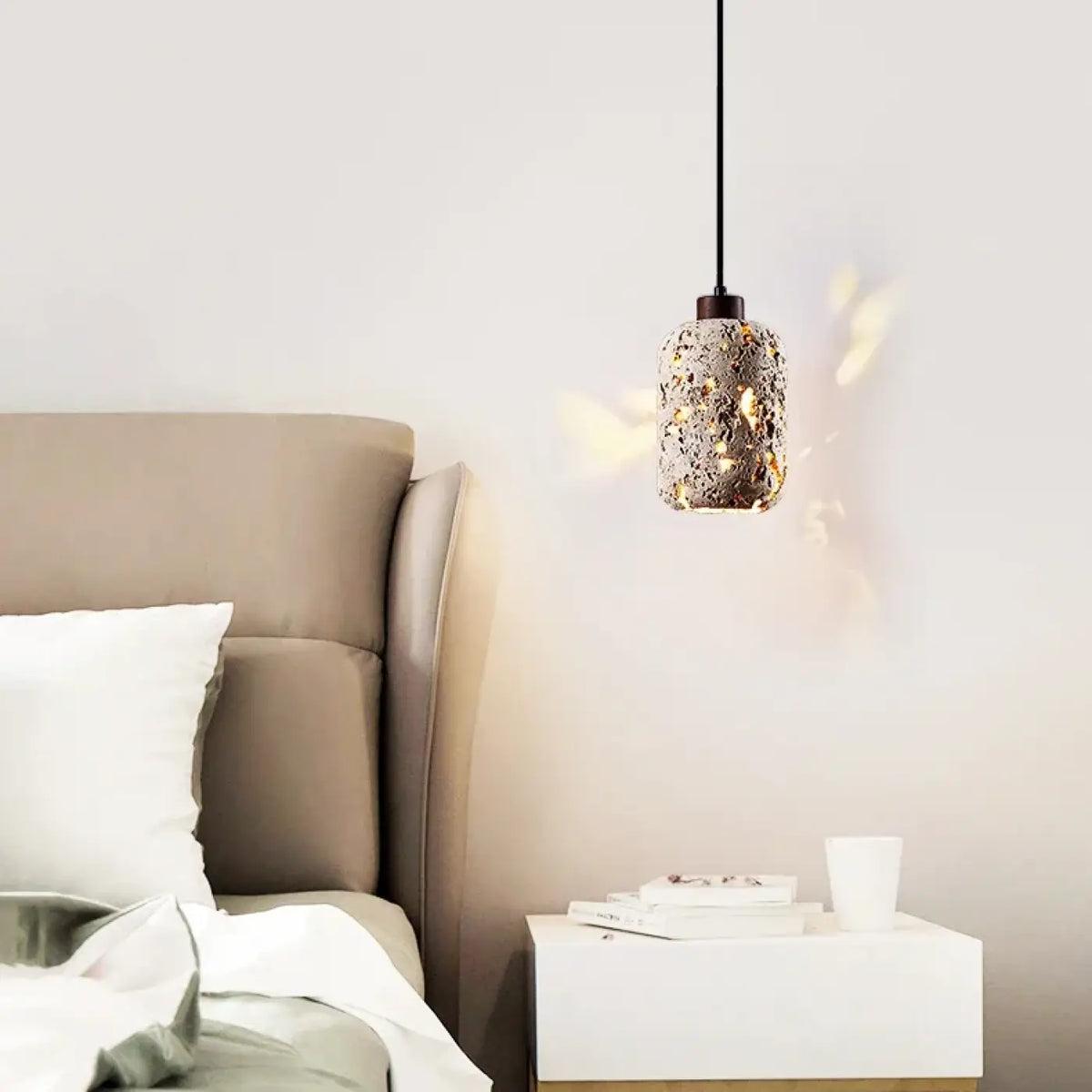 Suspension LED en travertin, une, deux ou trois têtes