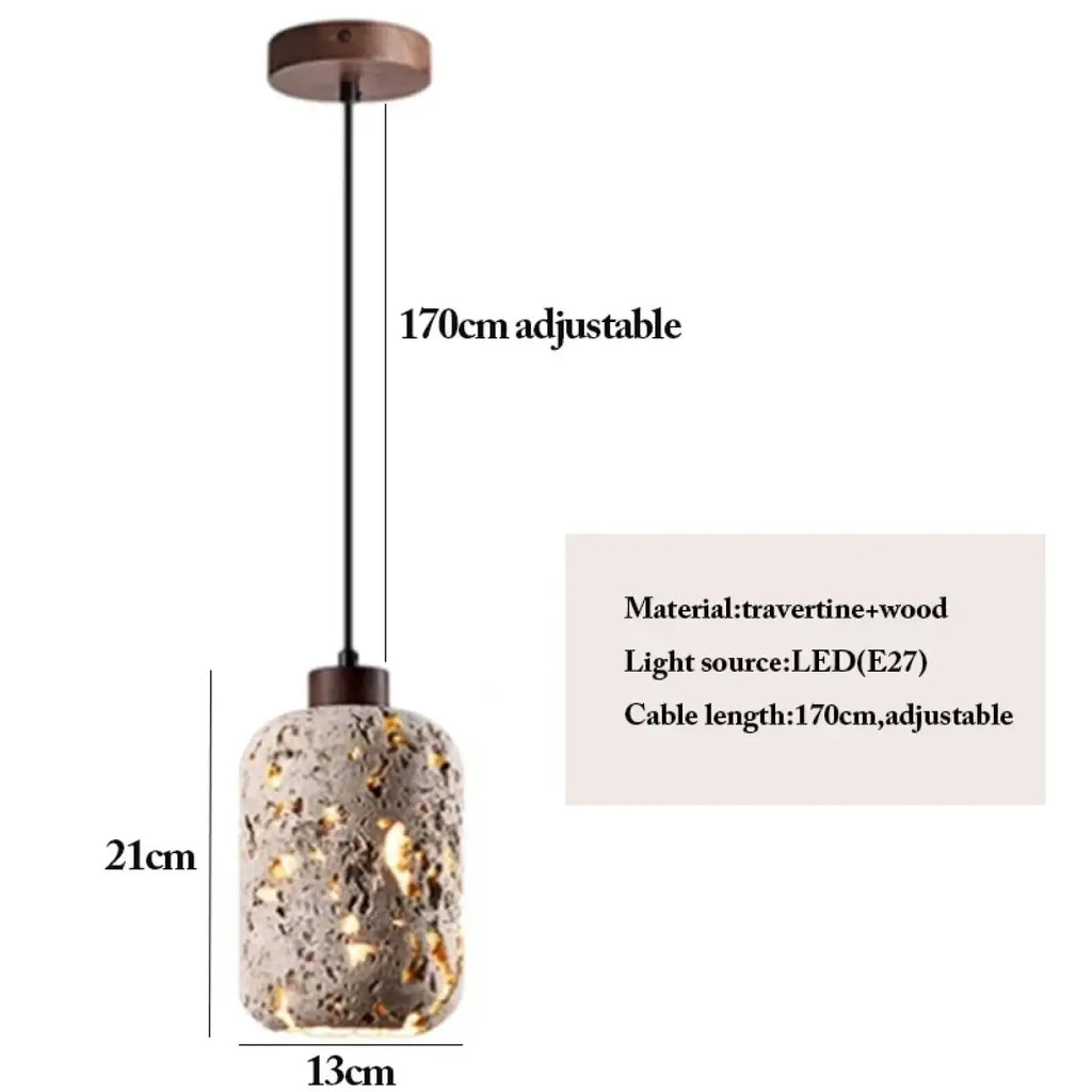 Suspension LED en travertin, une, deux ou trois têtes