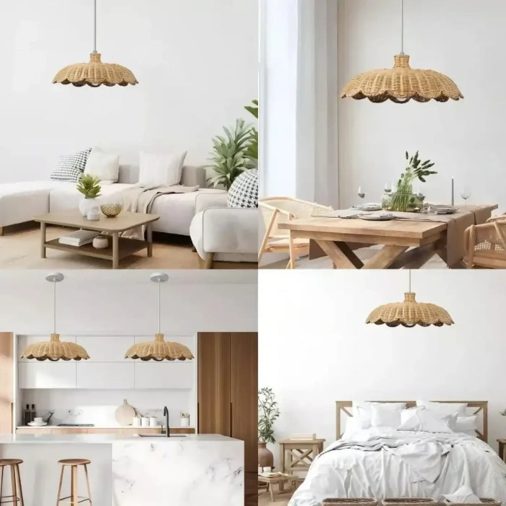 Suspension en rotin tressé bohème, beige ou marron, trois tailles