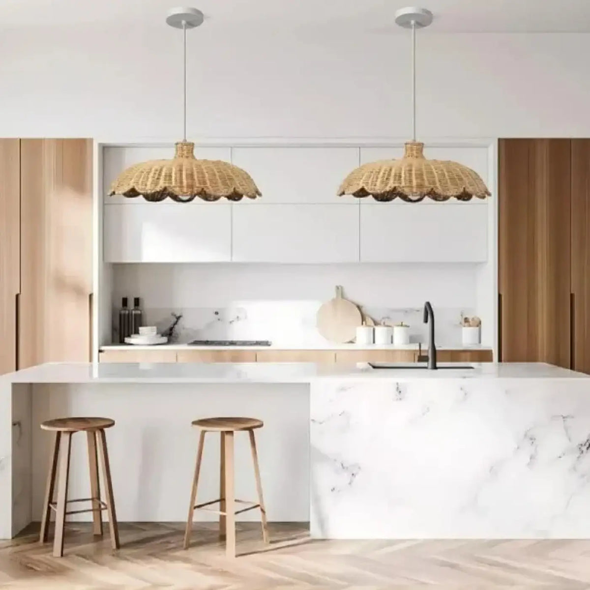 Suspension en rotin tressé bohème, beige ou marron, trois tailles