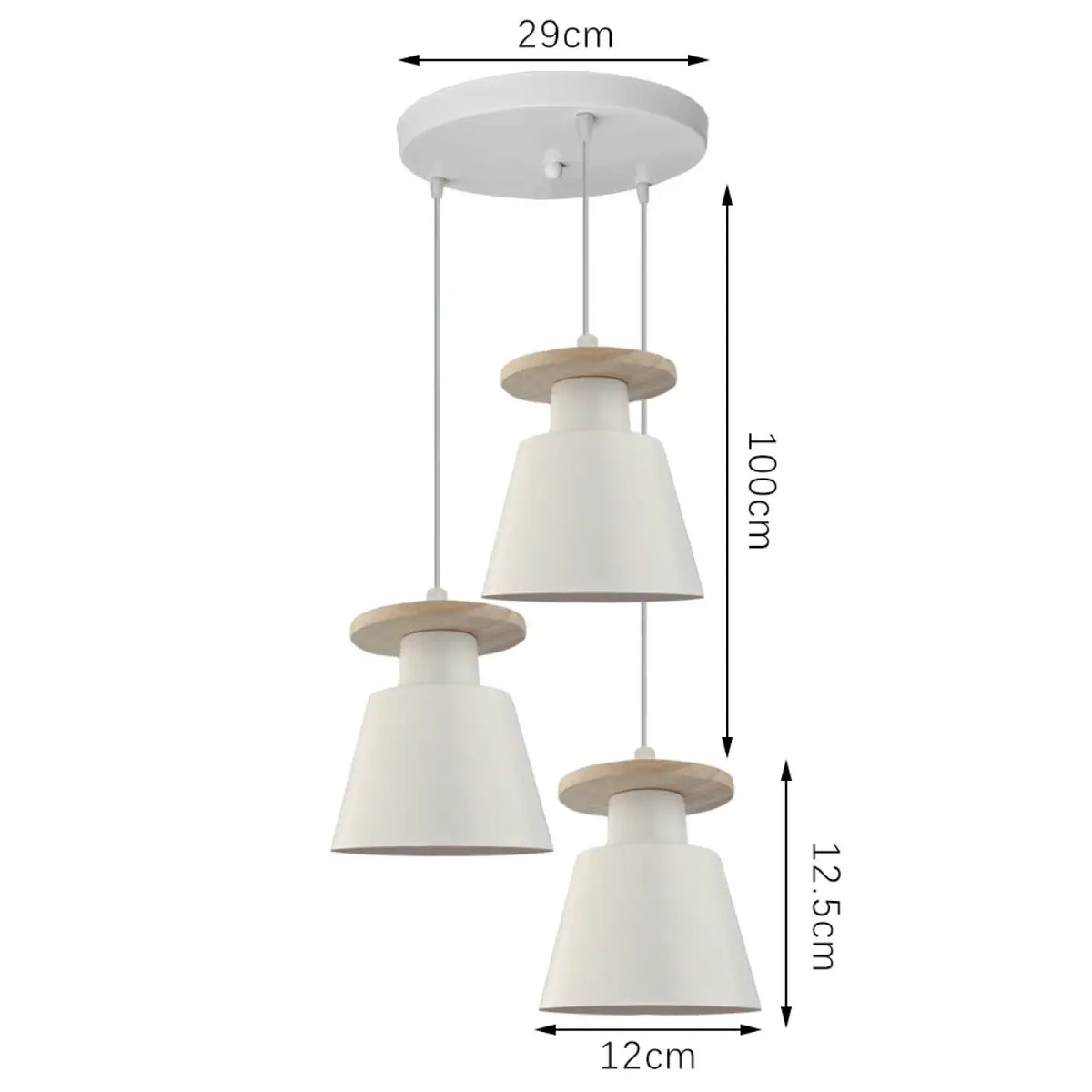 Suspension nordique à trois éclairages, noir ou blanc, noir