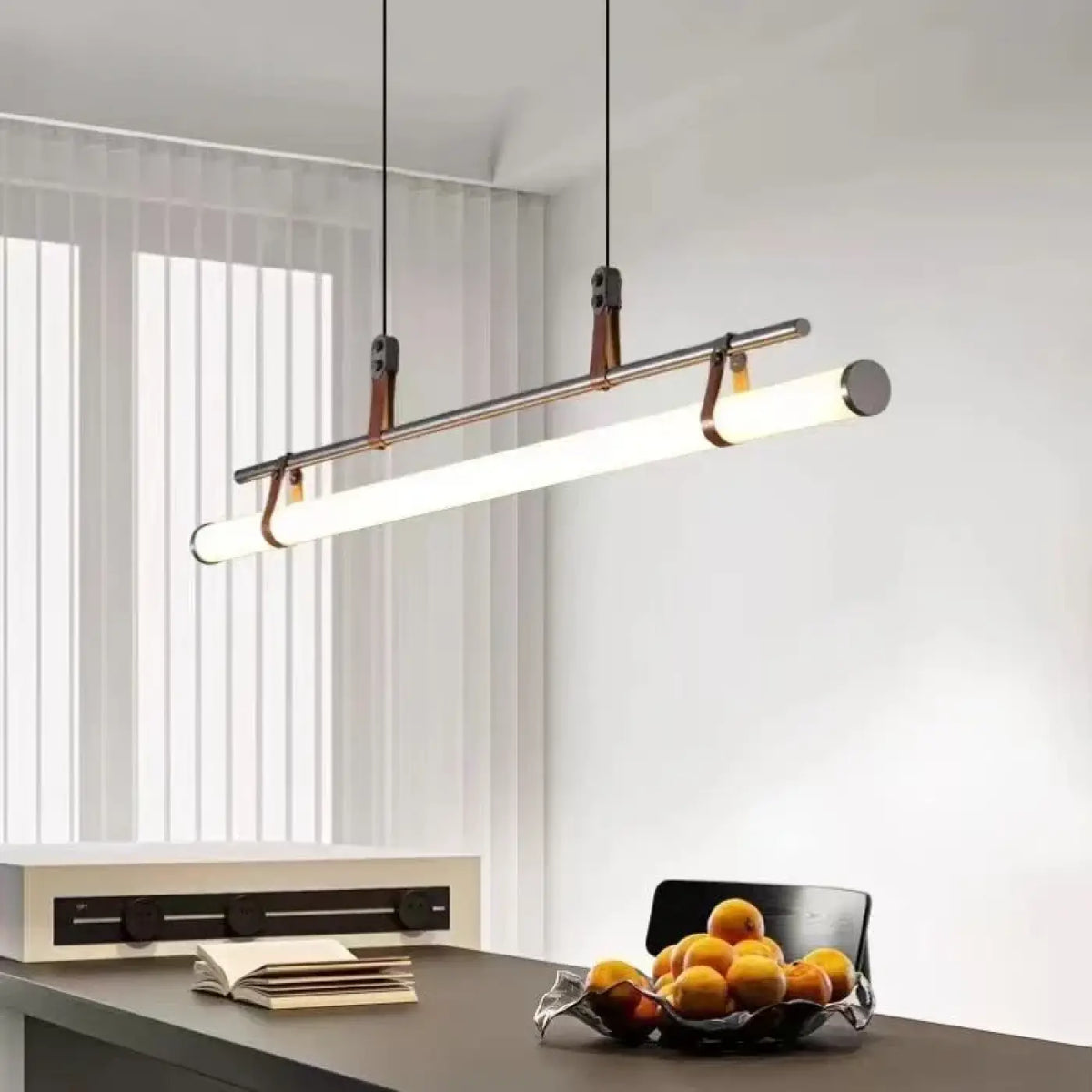 Suspension tube LED industrielle, noire ou dorée, tailles S, M, L, noir