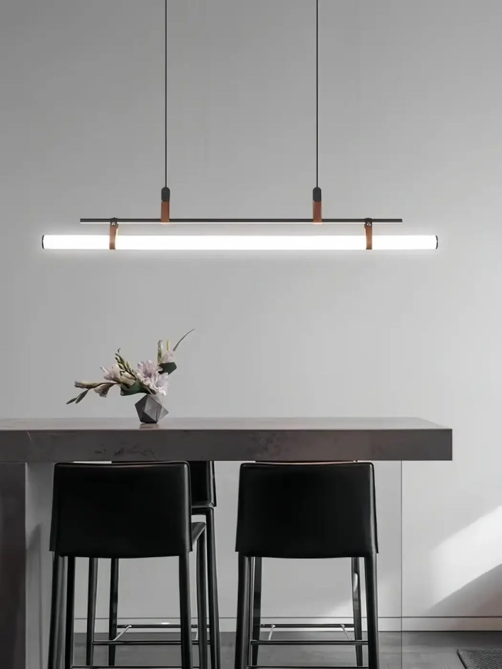 Suspension tube LED industrielle, noire ou dorée, tailles S, M, L