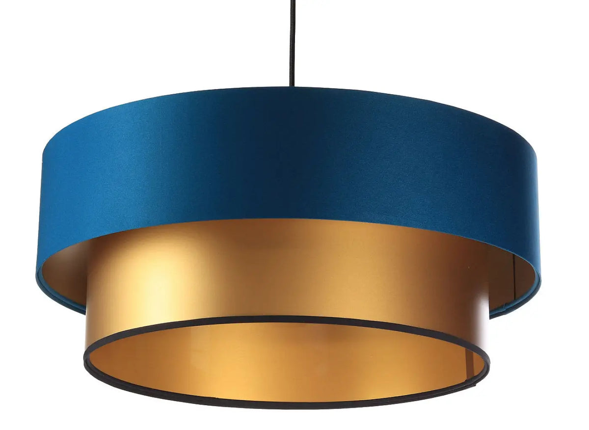 Suspension turquoise et dorée à deux niveaux, 40, 50 ou 60 cm