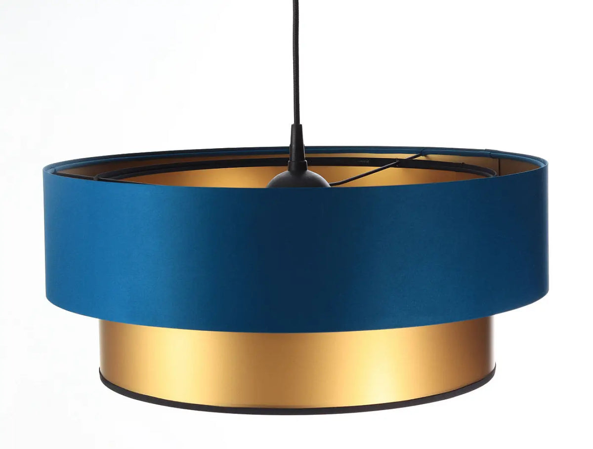 Suspension turquoise et dorée à deux niveaux, 40, 50 ou 60 cm