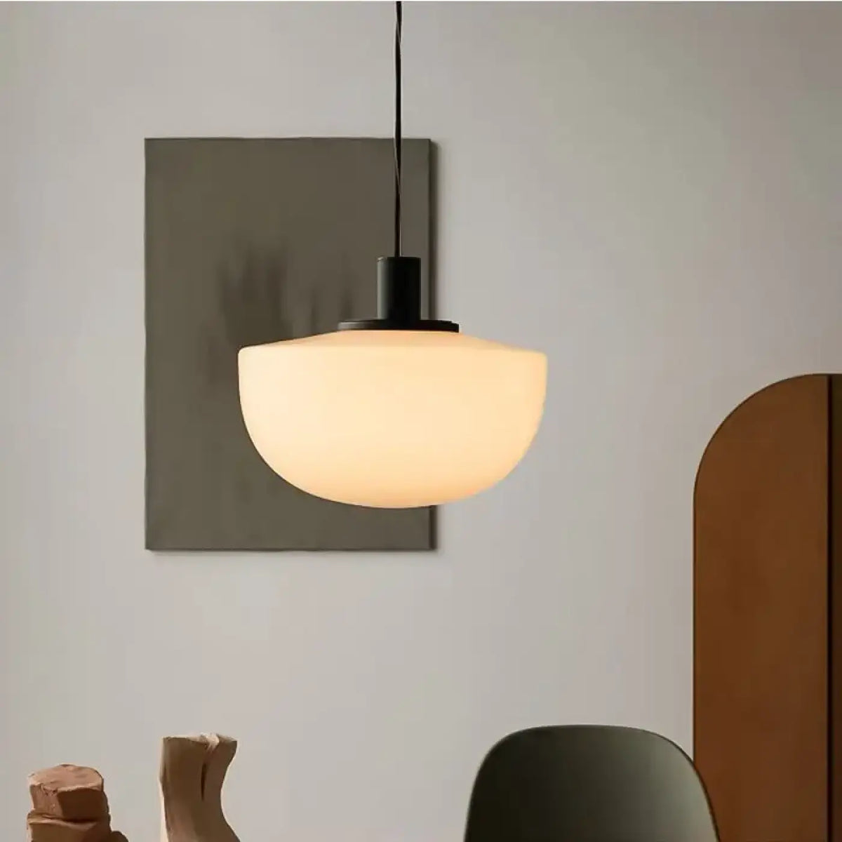 Suspension scandinave en verre blanc, tailles S et M