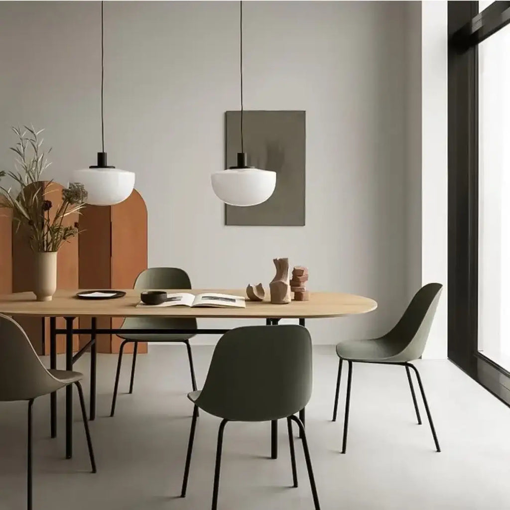 Suspension scandinave en verre blanc, tailles S et M