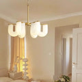 Suspension en verre blanc sculptural, tailles S et M