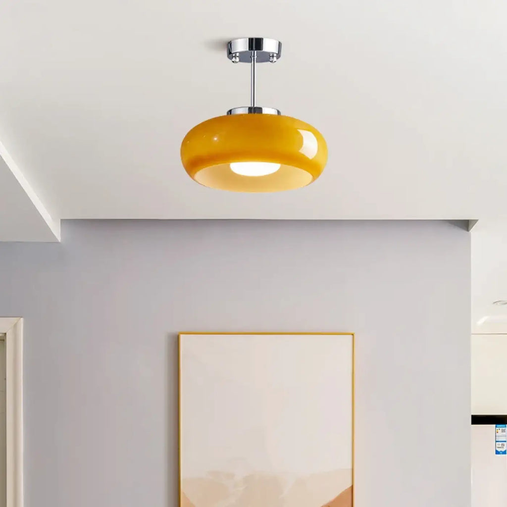 Suspension en verre coloré et chrome, orange ou blanc, 3 tailles