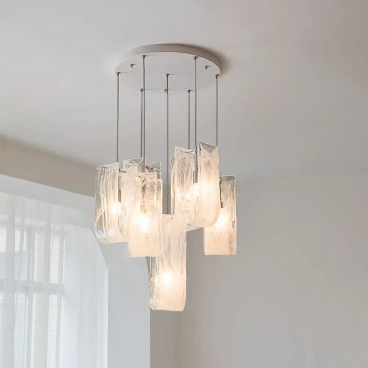 Suspension en verre sculpté aux formes de nuage, S, M ou L