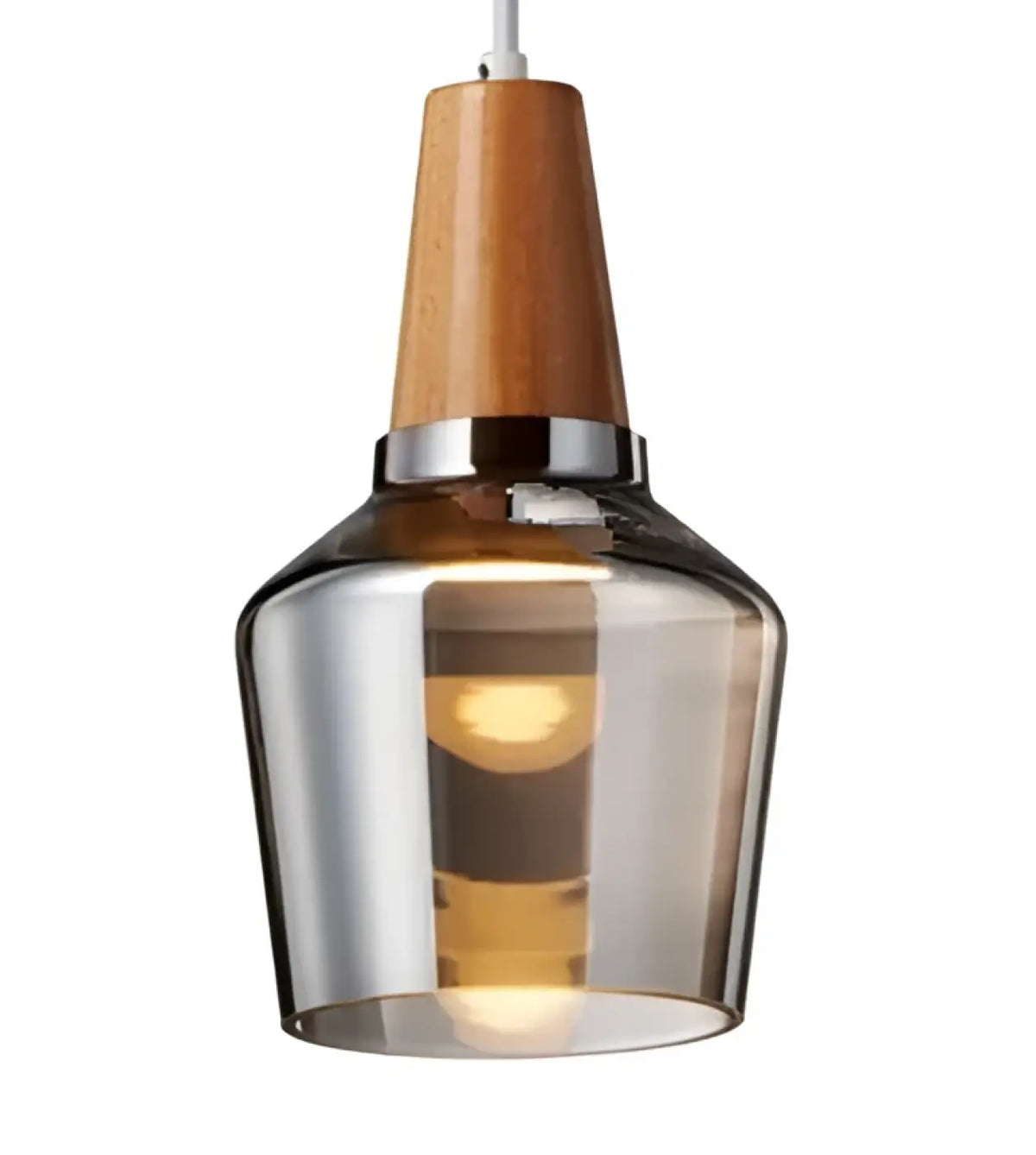 Suspension en verre finition effet bois, transparent ou ambre, ambre