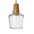 Suspension en verre finition effet bois, transparent ou ambre, transparent