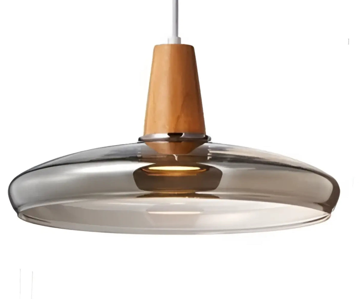 Suspension en verre finition effet bois, transparent ou ambre, ambre