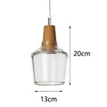 Suspension en verre et bois, transparent, gris fumé ou ambre, transparent