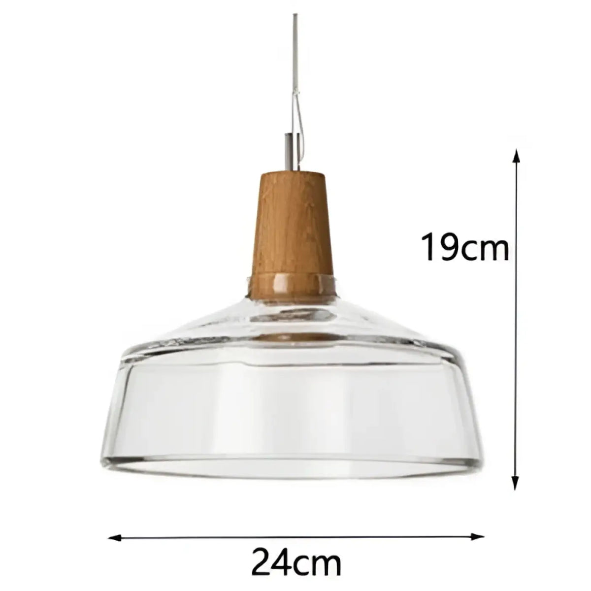 Suspension en verre et bois, transparent, gris fumé ou ambre, transparent