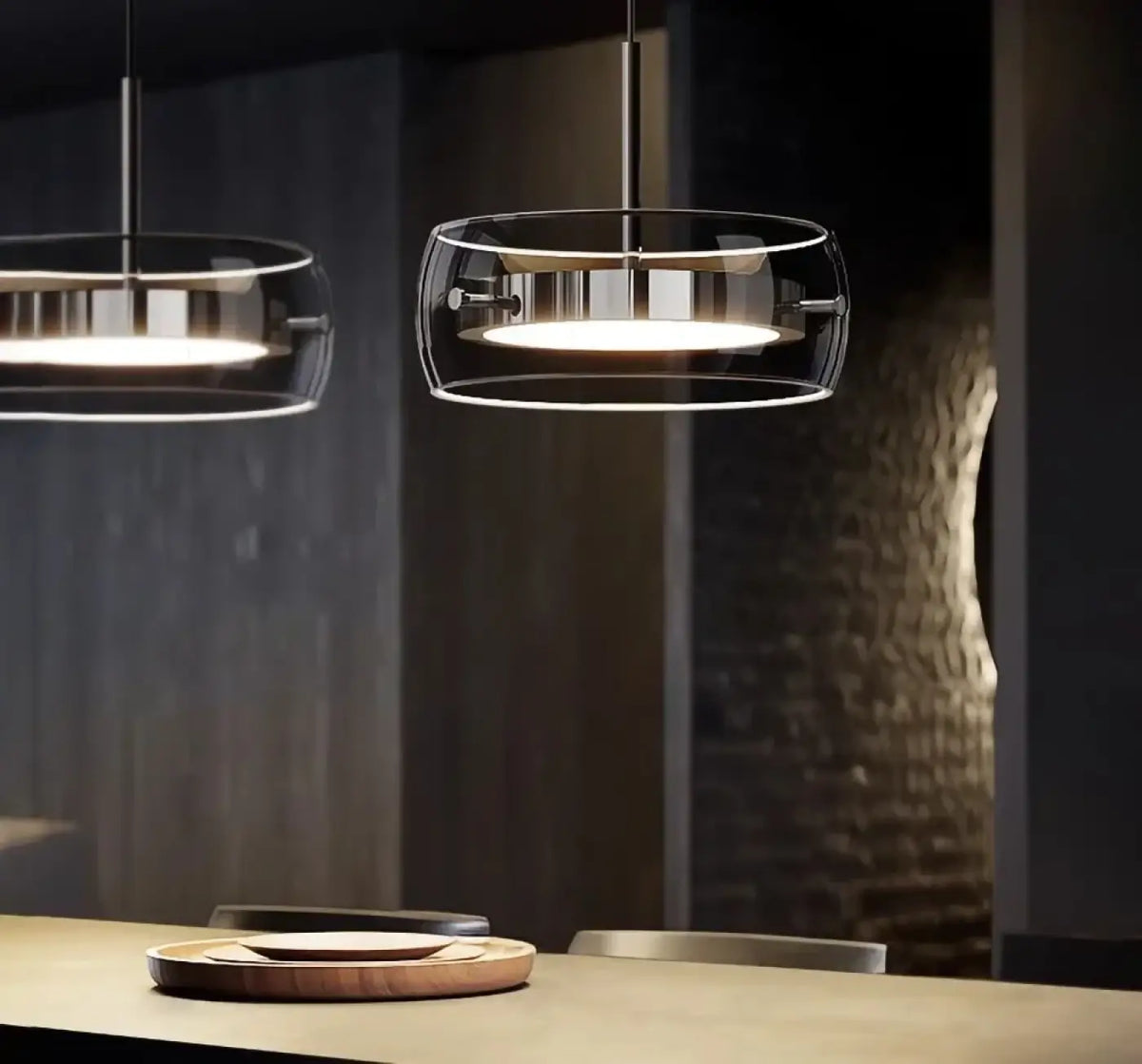 Suspension en verre fumé au style moderne, tailles S ou M