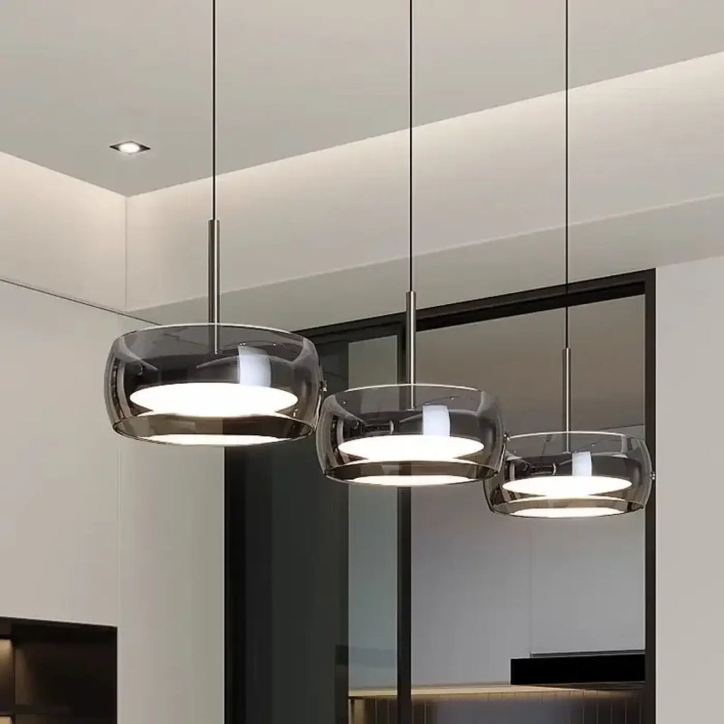 Suspension en verre fumé au style moderne, tailles S ou M