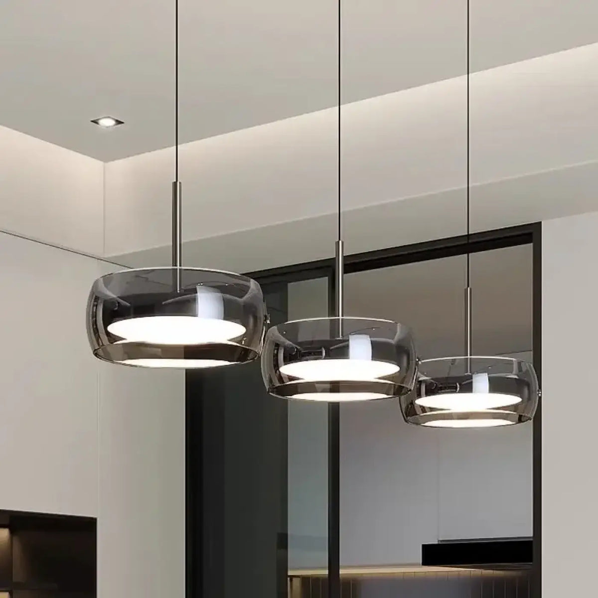Suspension en verre fumé au style moderne, tailles S ou M