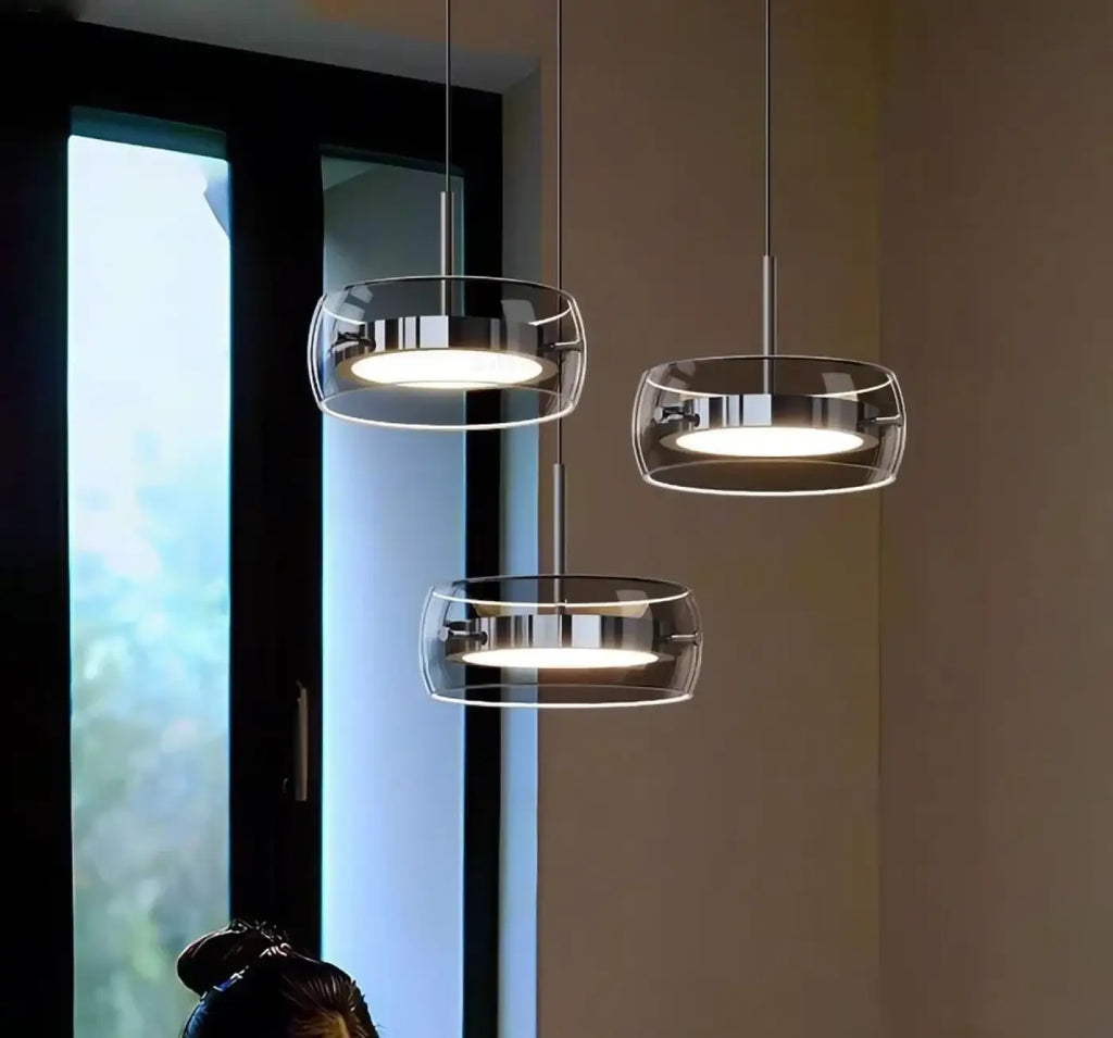 Suspension en verre fumé au style moderne, tailles S ou M