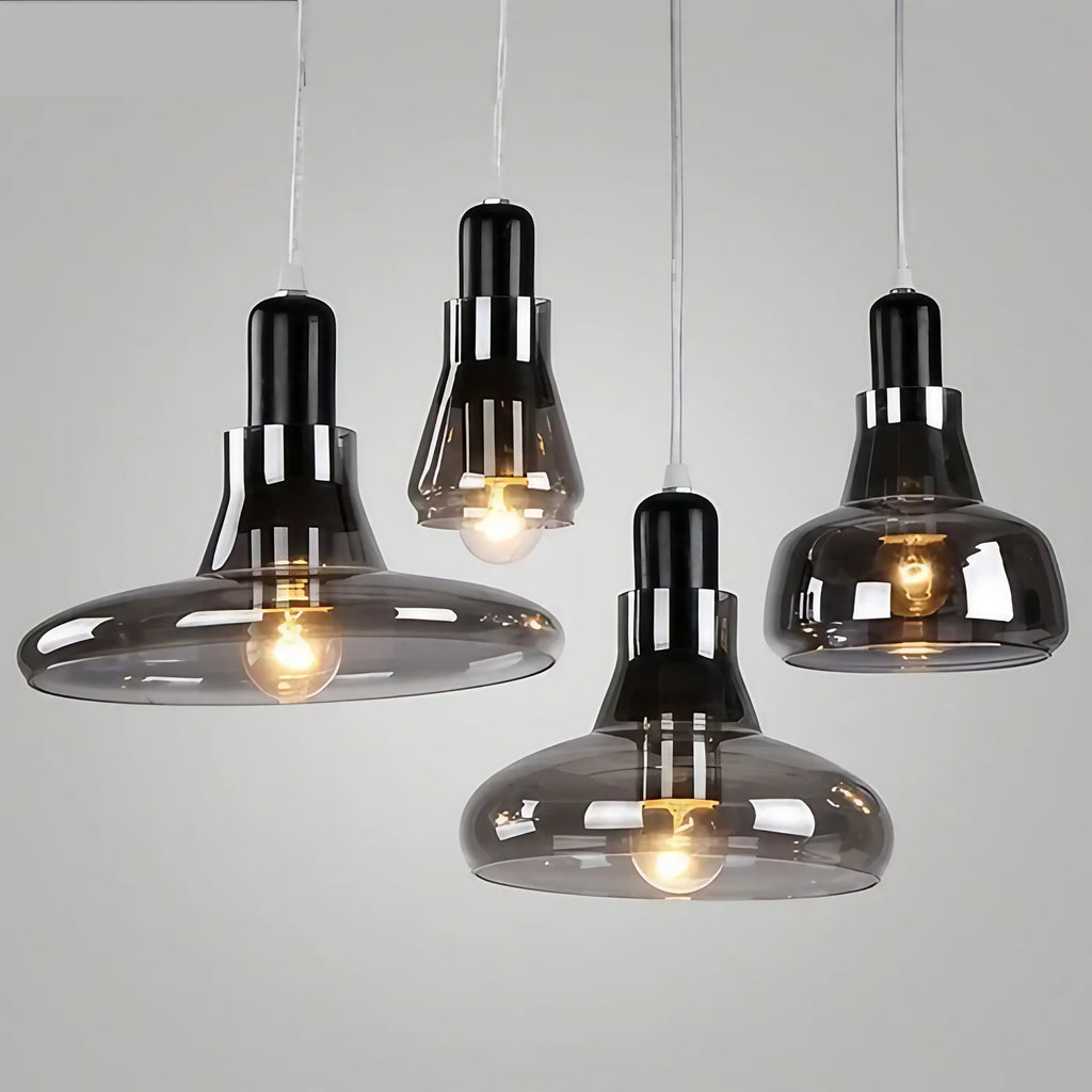 Suspension moderne en verre fumé, quatre modèles au choix