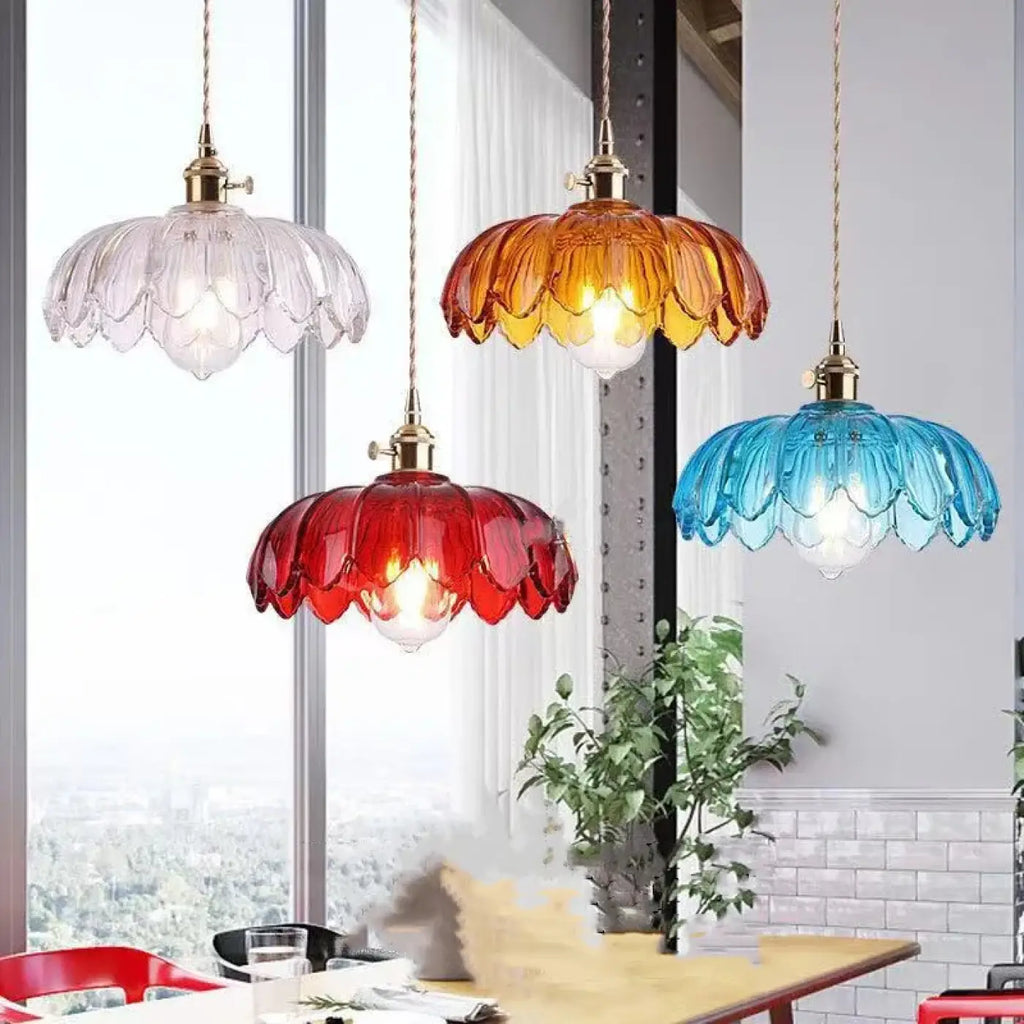 Suspension en verre à motif floral, cinq couleurs