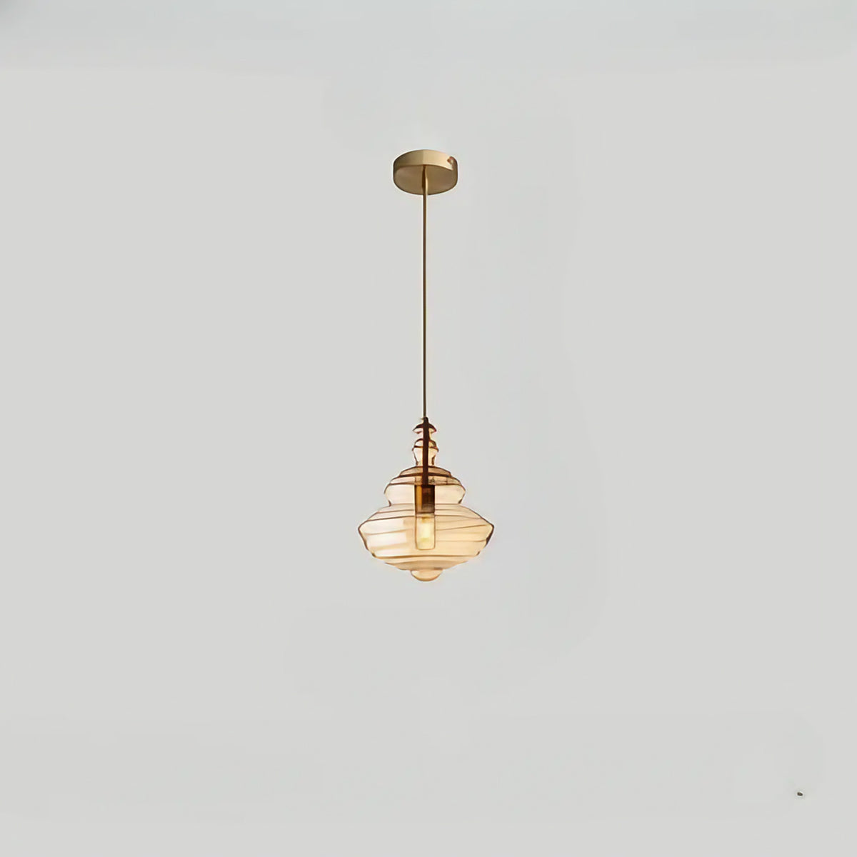 Suspension en verre nervuré rétro chic, trois modèles, doré