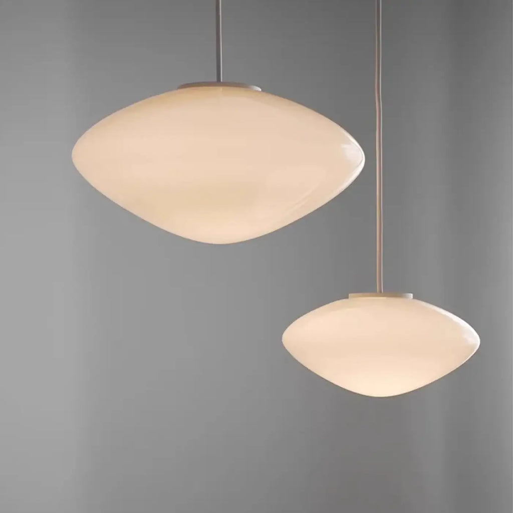 Suspension en verre opale au design contemporain, tailles S et M