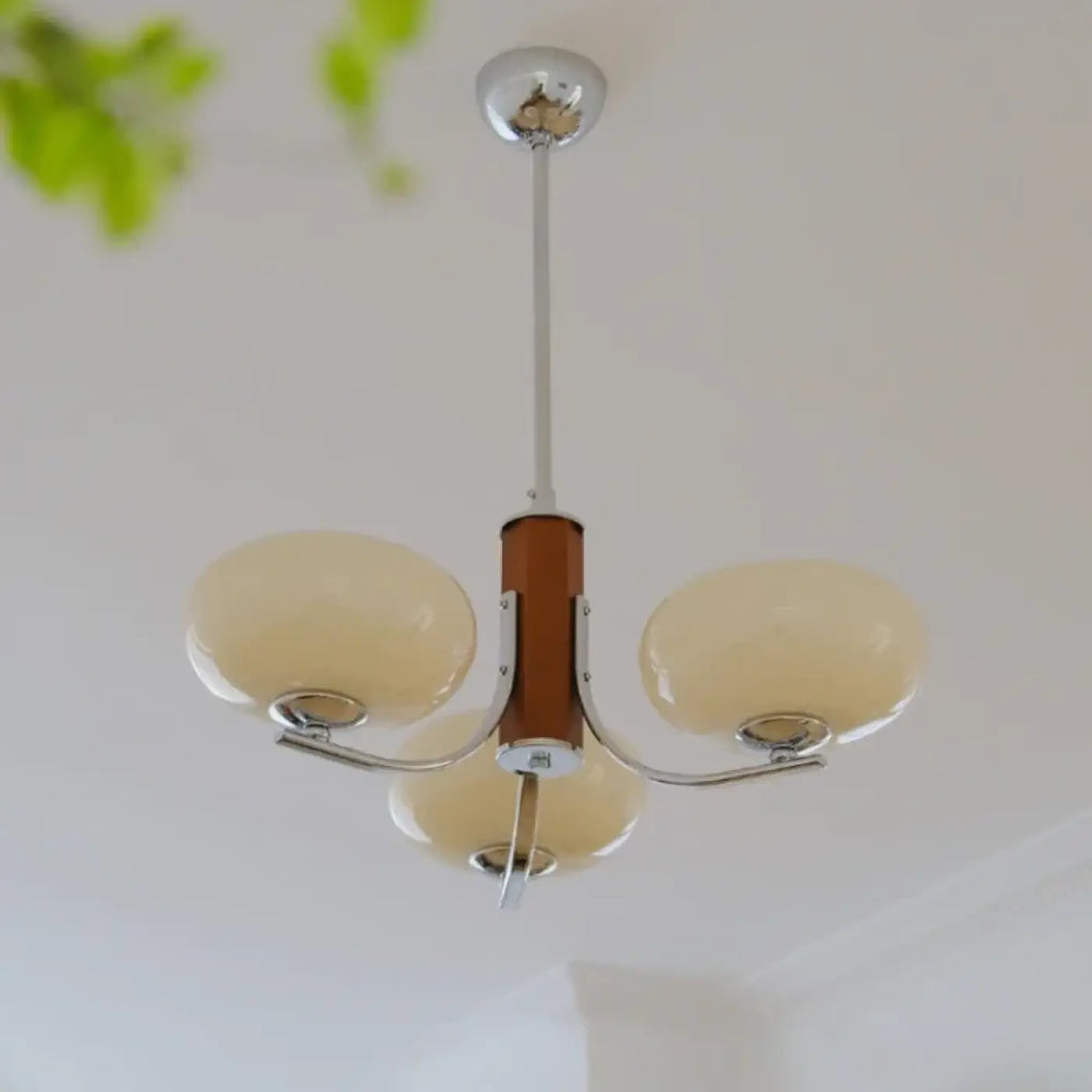 Suspension en verre opalin sur support chromé, tailles S et M