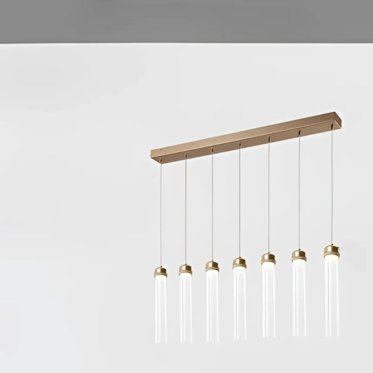 Suspension cylindre en verre rainuré et laiton doré, 4 tailles