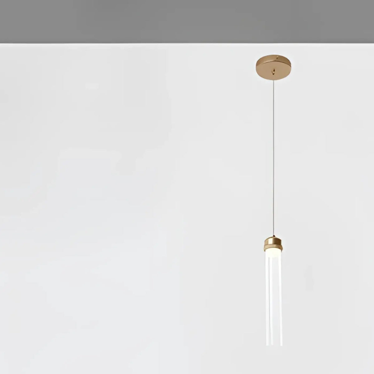 Suspension cylindre en verre rainuré et laiton doré, 4 tailles