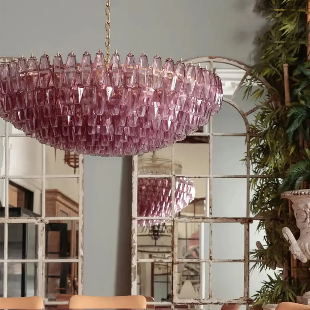 Suspension en verre sculpté, quatre teintes, tailles S à XL