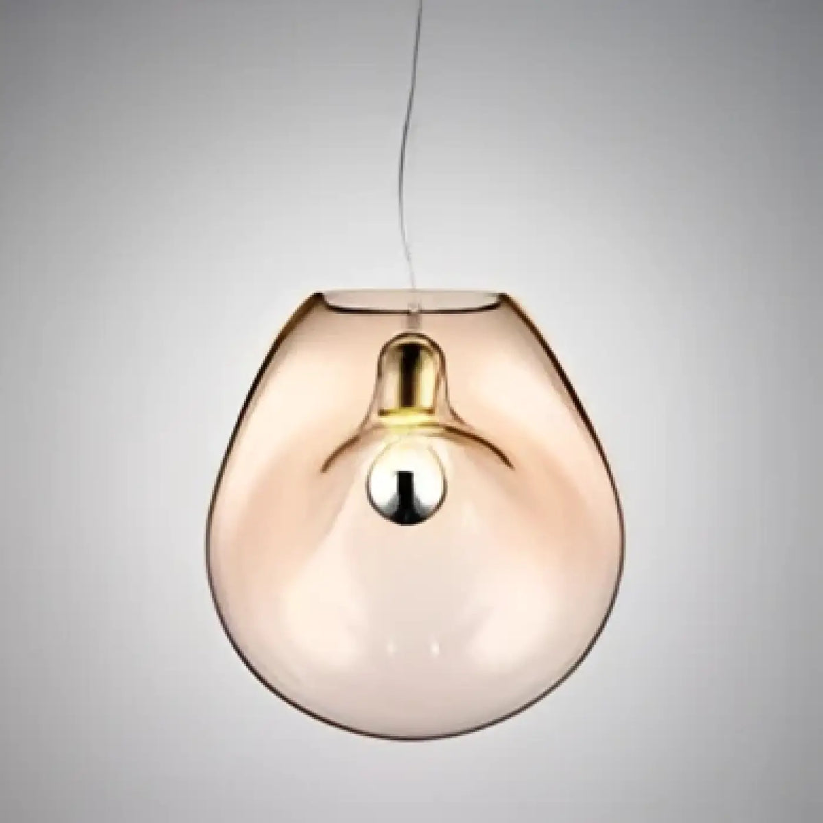 Suspension en verre soufflé aux courbes douces, gris ou beige, beige