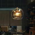 Suspension en verre moderne, cognac, gris ou transparent, cognac