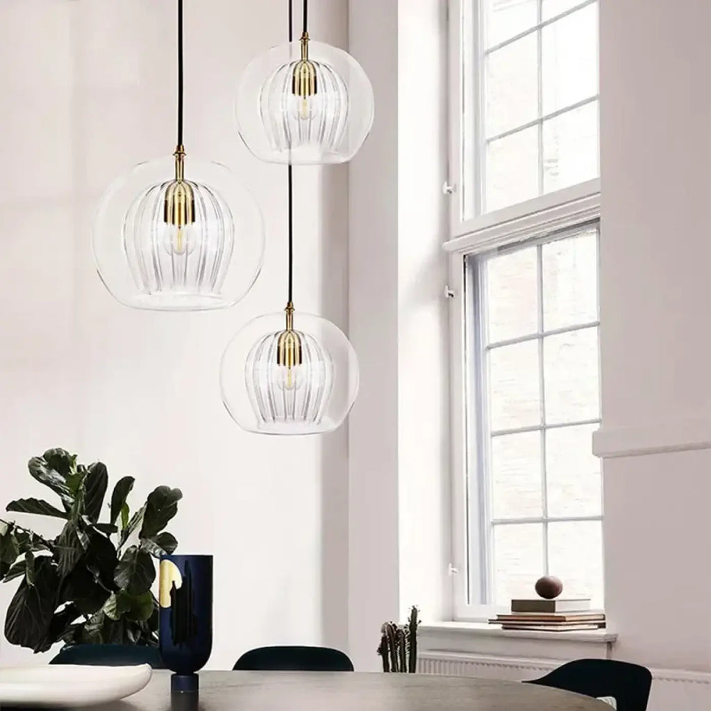 Suspension en verre moderne, cognac, gris ou transparent