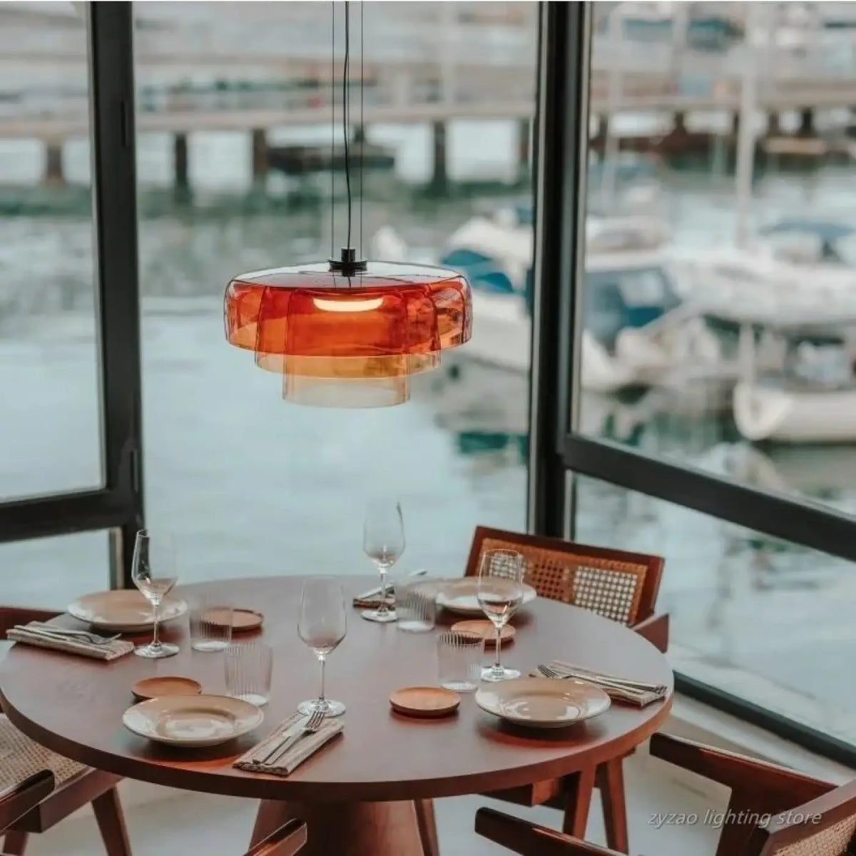 Suspension globe en verre teinté, orange ou vert