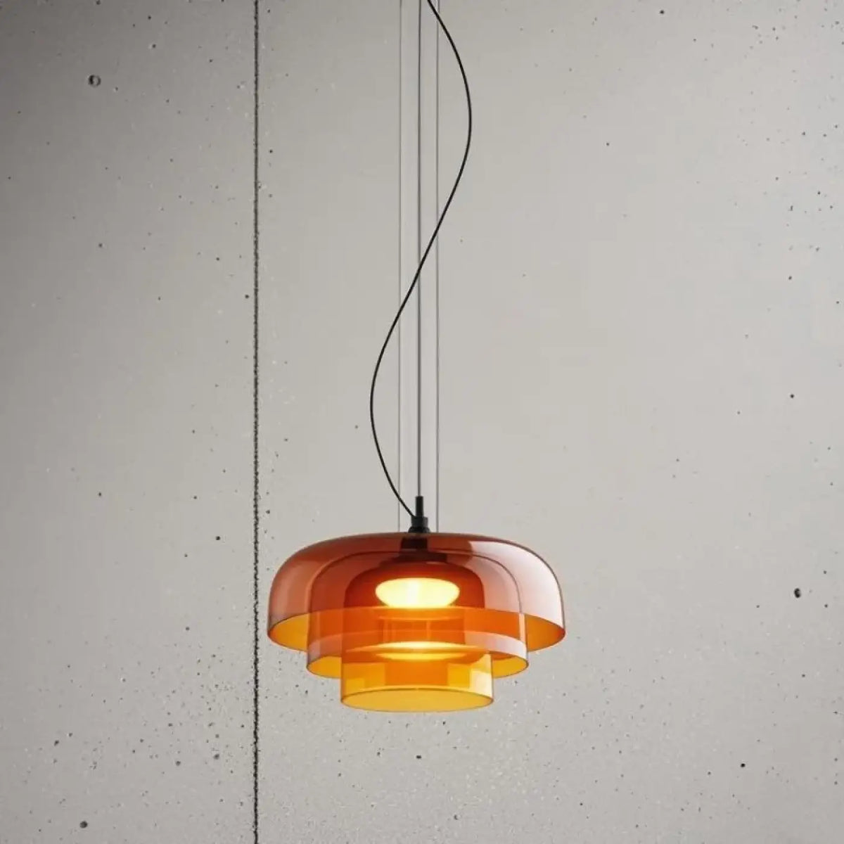 Suspension globe en verre teinté, orange ou vert, orange