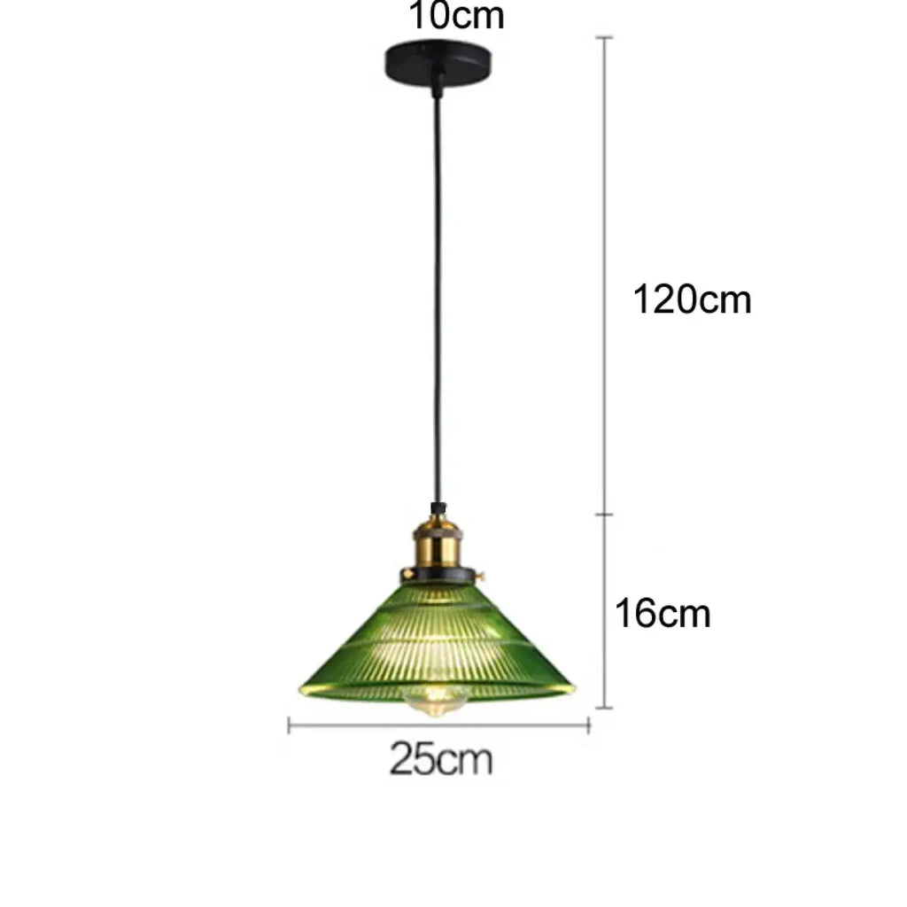 Suspension en verre teinté vert ou transparent, style rétro