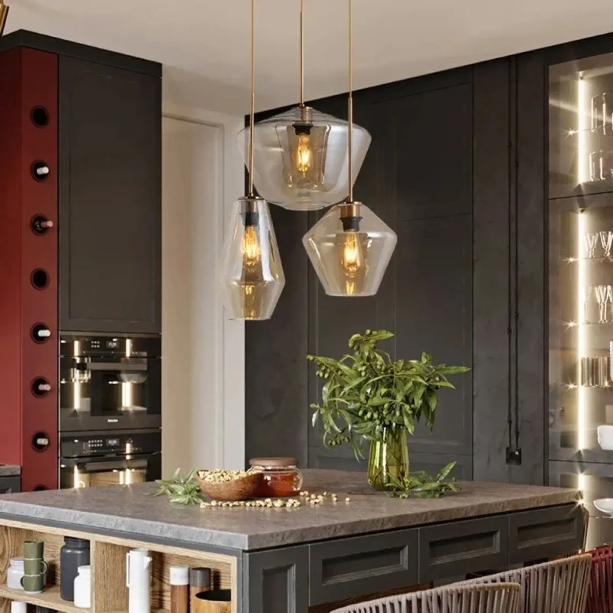 Suspension en verre transparent moderne, quatre modèles au choix