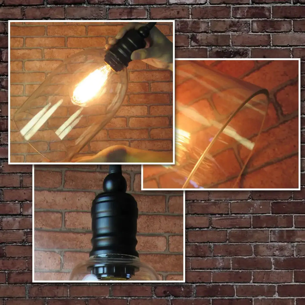 Suspension en verre transparent au style industriel