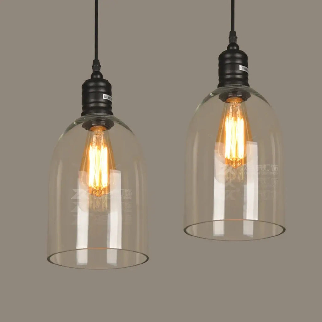 Suspension en verre transparent au style industriel