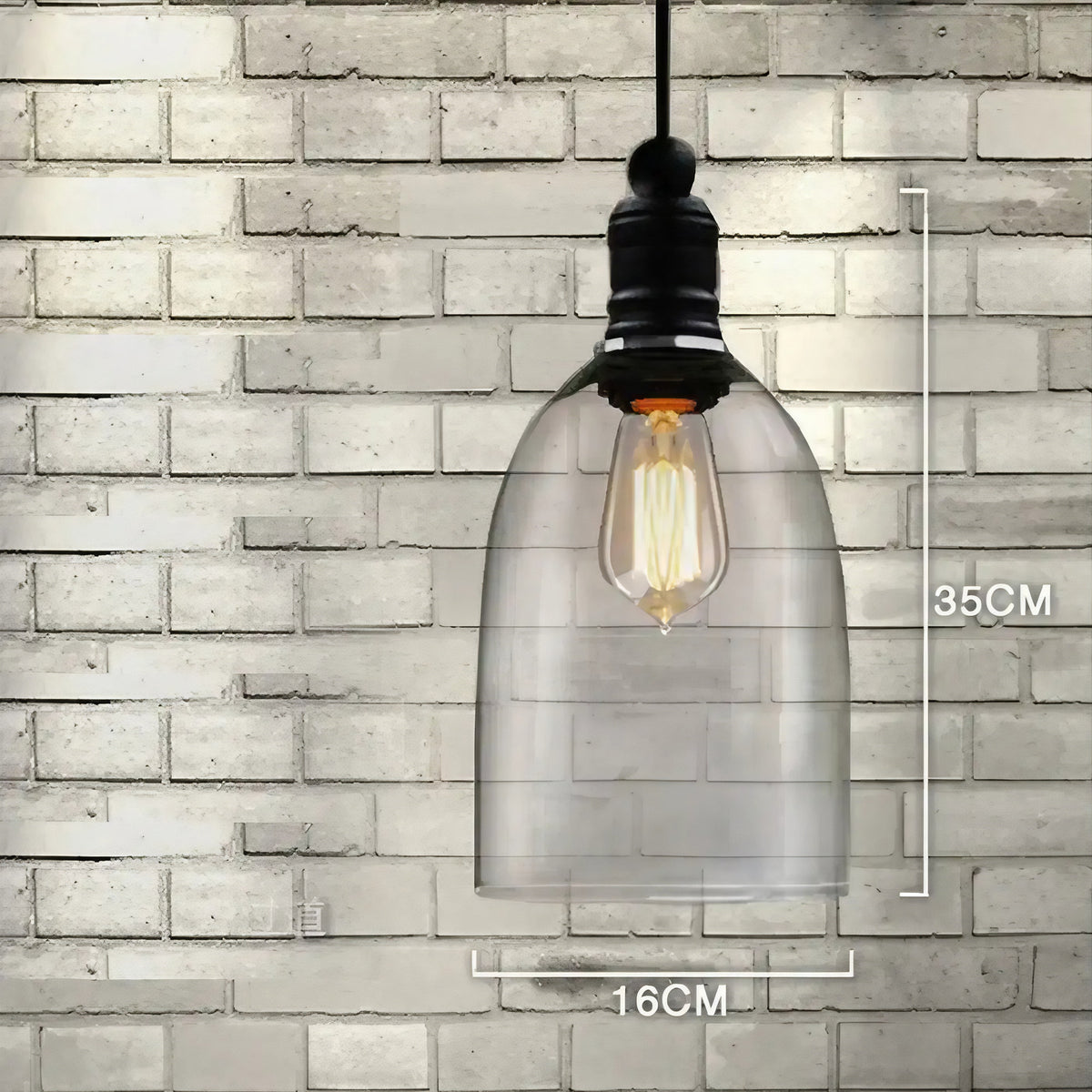 Suspension en verre transparent au style industriel
