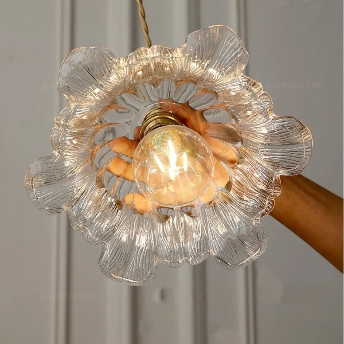 Suspension vintage en verre, transparent, ambré ou vert