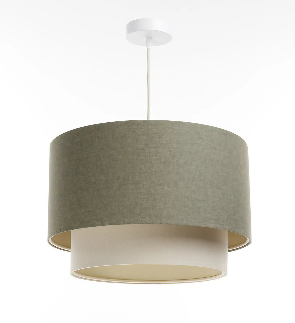 Suspension tissu vert gris et crème à double niveau, S, M, L