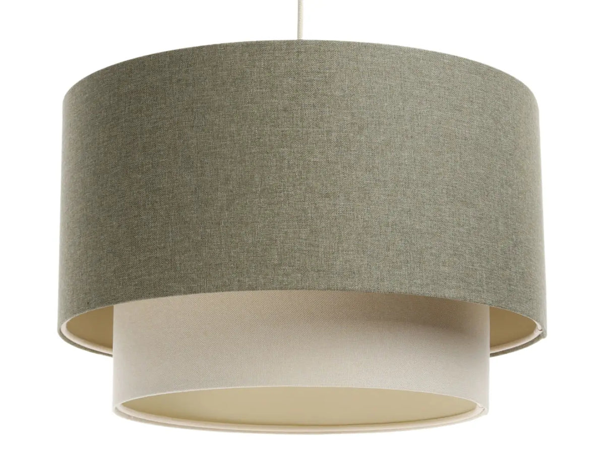Suspension tissu vert gris et crème à double niveau, S, M, L