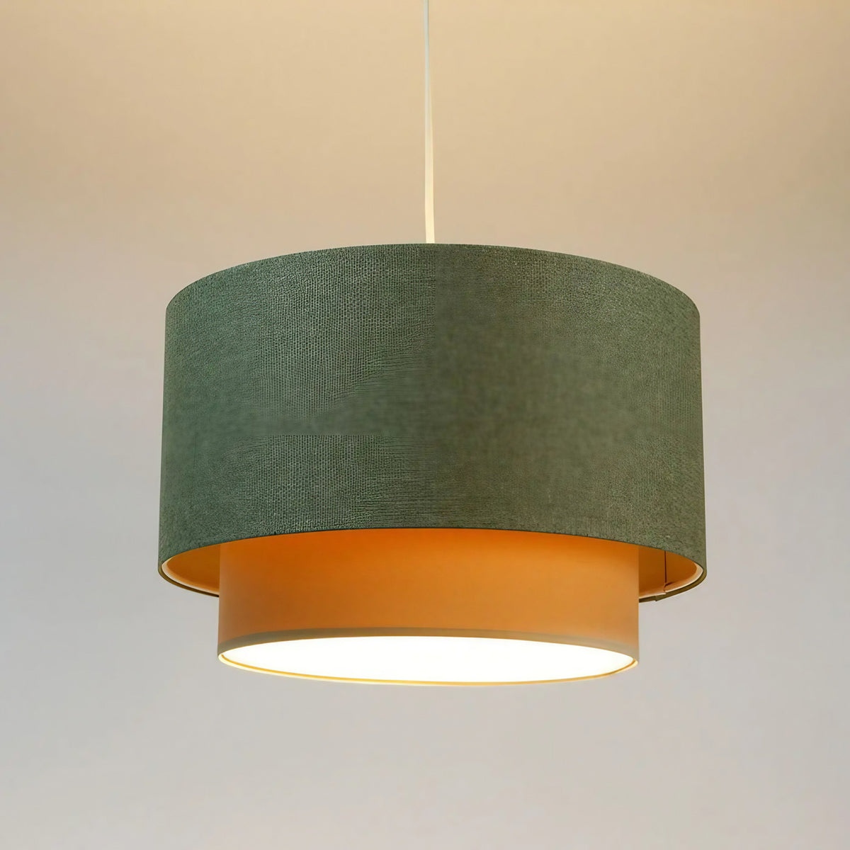 Suspension tissu vert gris et crème à double niveau, S, M, L