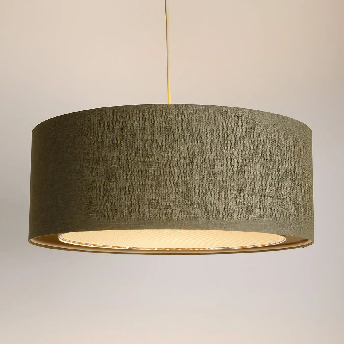 Suspension cylindrique en tissu vert gris, tailles S, M, L