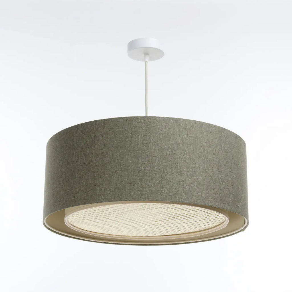 Suspension cylindrique en tissu vert gris, tailles S, M, L