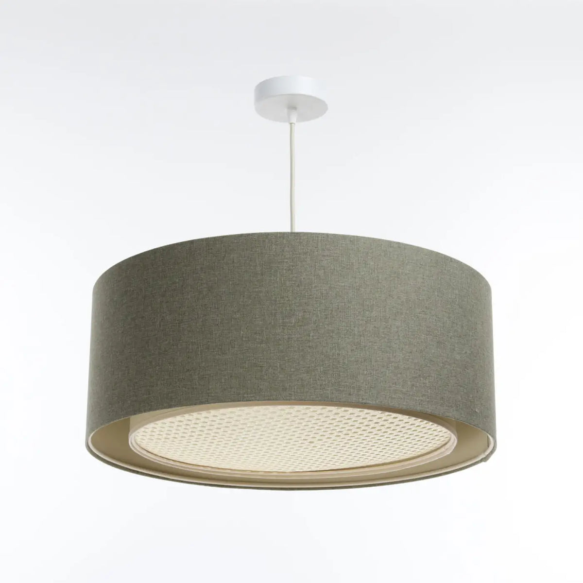Suspension cylindrique en tissu vert gris, tailles S, M, L