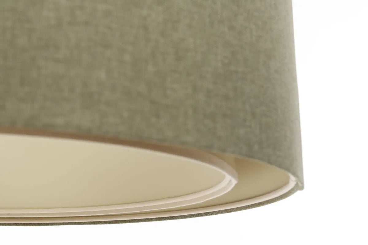 Suspension cylindrique en tissu vert gris et écru, tailles S, M, L